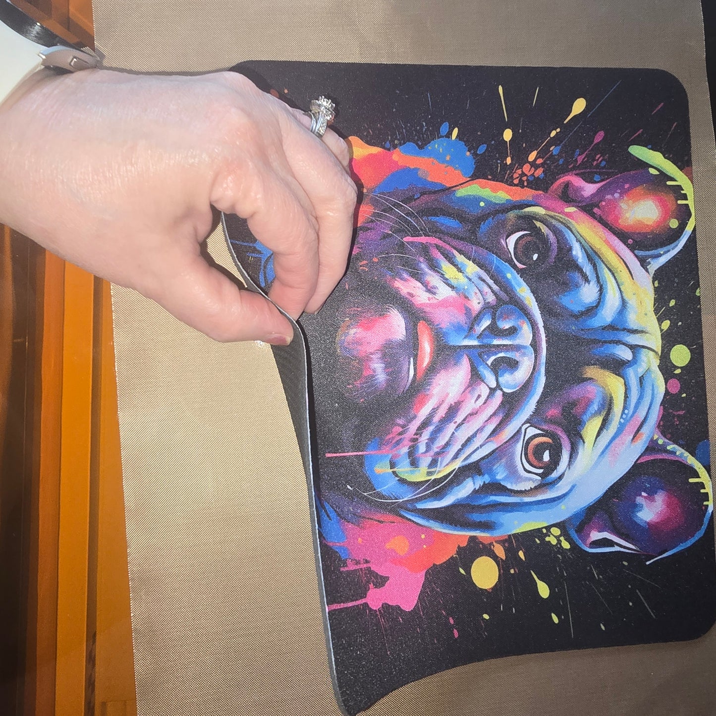 Bulldog Rainbow Watercolor Mousepad