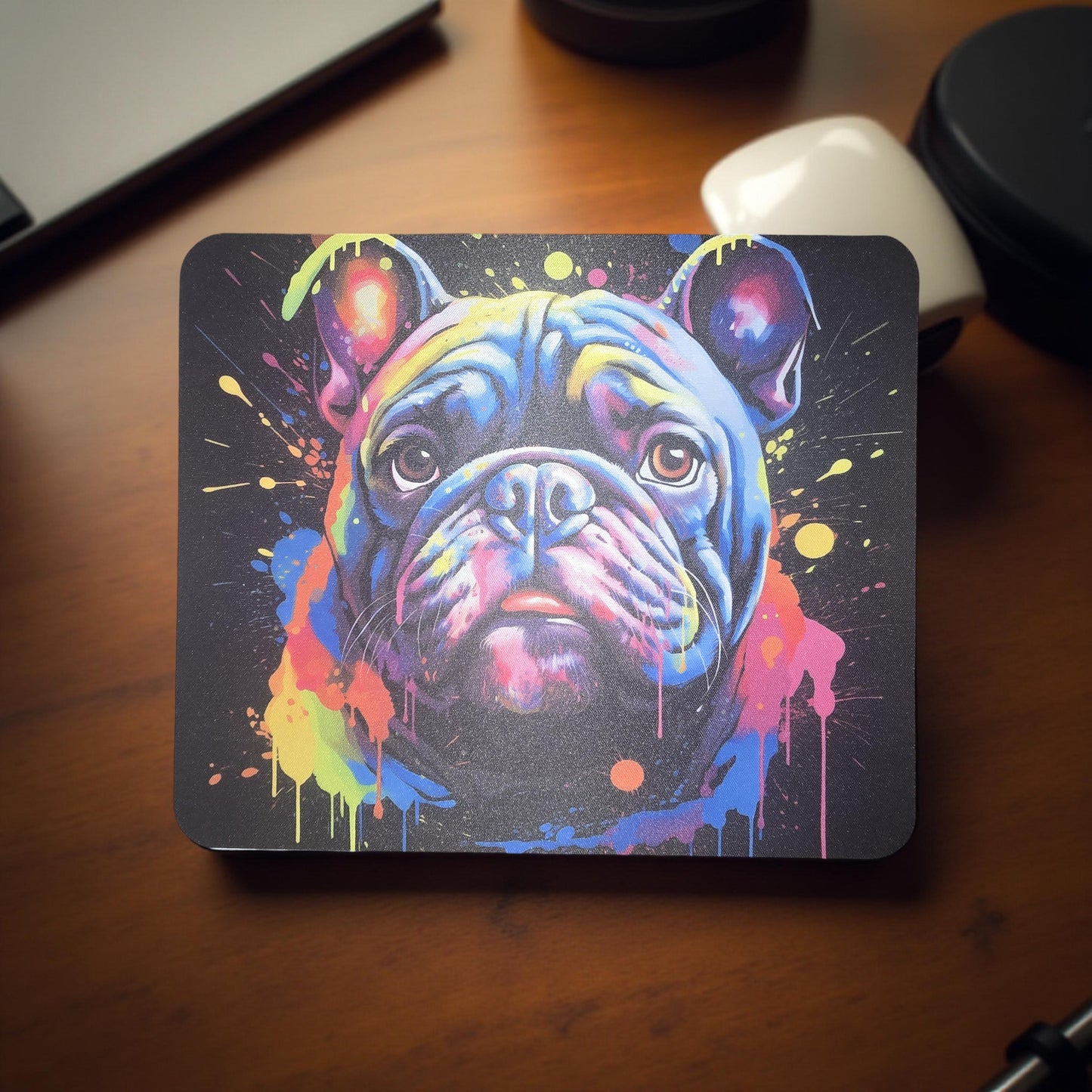 Bulldog Rainbow Watercolor Mousepad