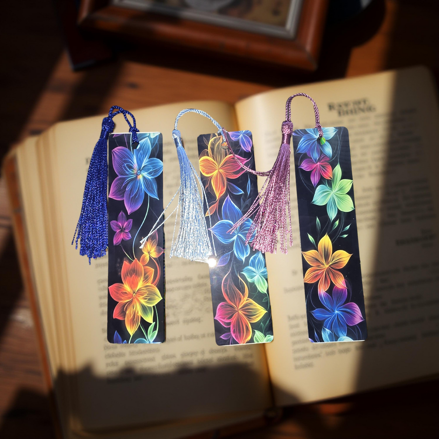 Neon Floral Bookmarks