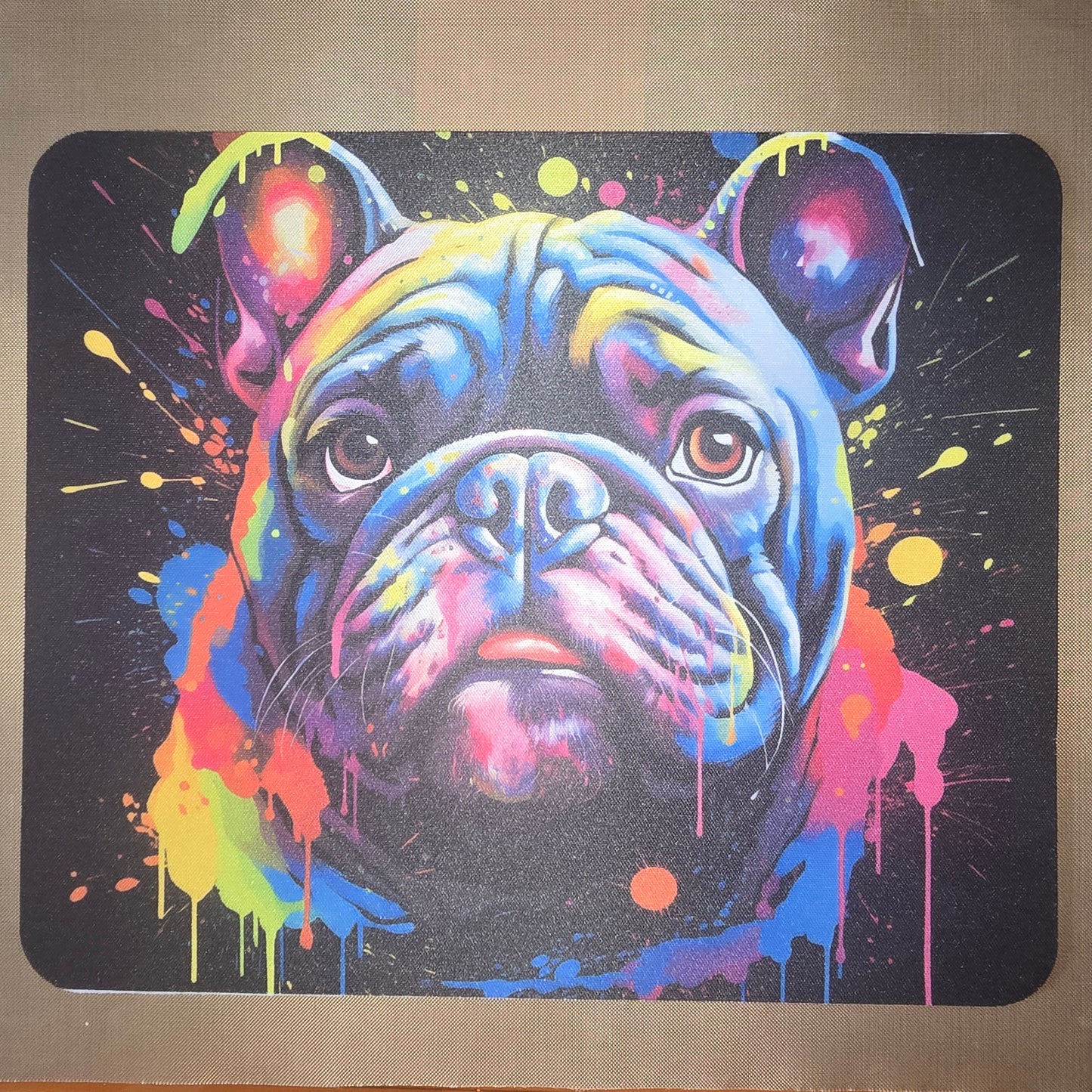 Bulldog Rainbow Watercolor Mousepad